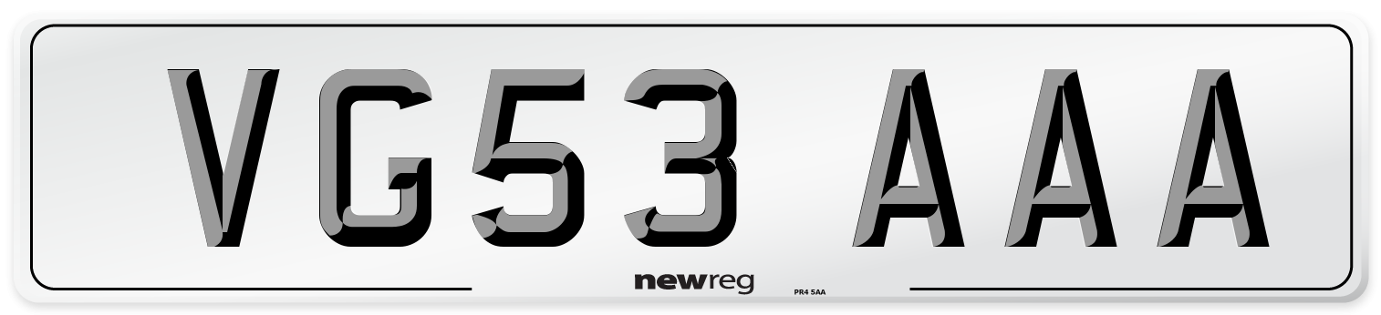VG53 AAA Number Plate from New Reg